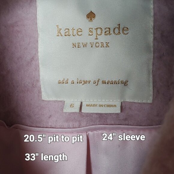 Kate Spade Wool Alpaca Blend Blush Pink Coat Jacket Fuzzy Size 6 Thigh Length - Picture 5 of 5